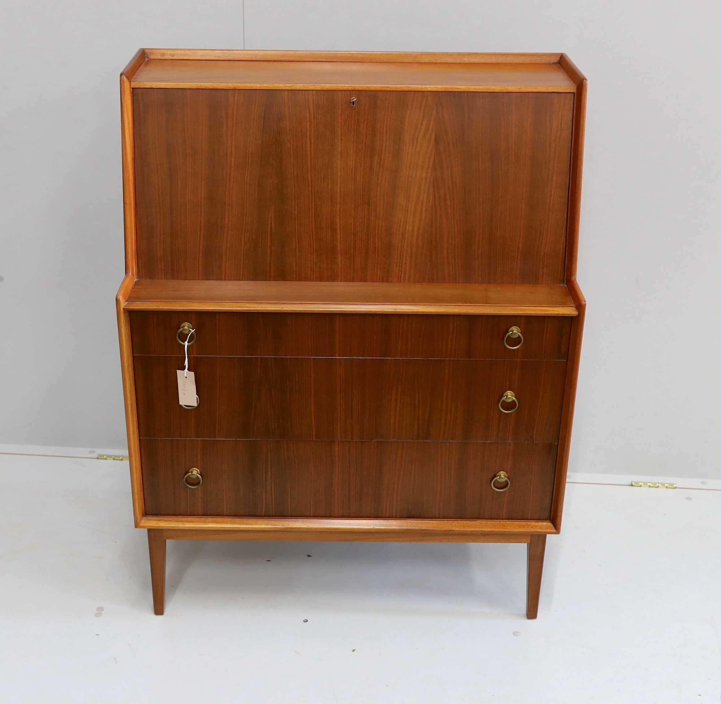 Richard Hornby for Heals - a teak bureau, width 84cm, depth 41cm, height 108cm